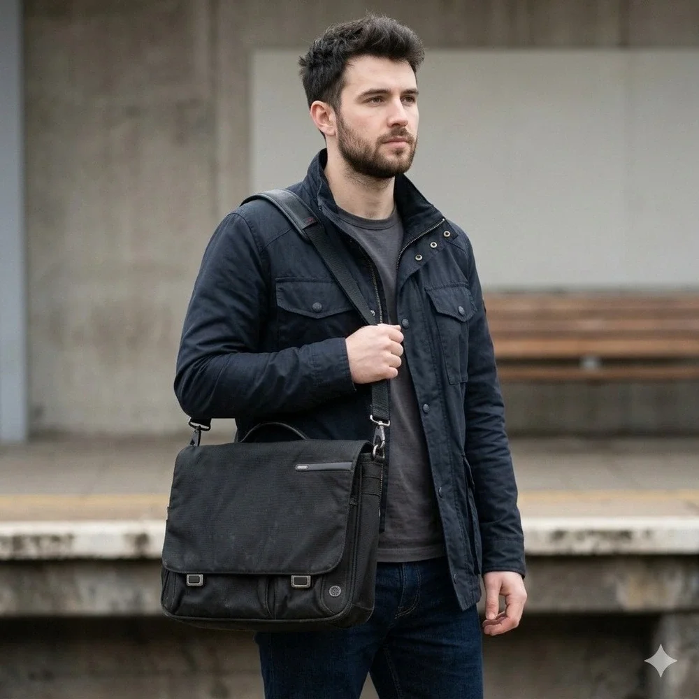 Tumi Alpha Messenger Bag Mens Large Black Ballistic Nylon Briefcase Business